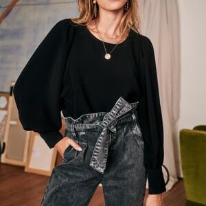 Sezane Black “Benedicte Blouse” - Size 4 (French: 36) - New with Tags.